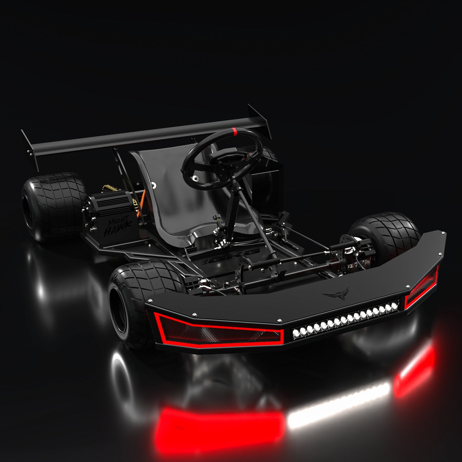 Nighthawk Titan — front three-quarter, lights lit